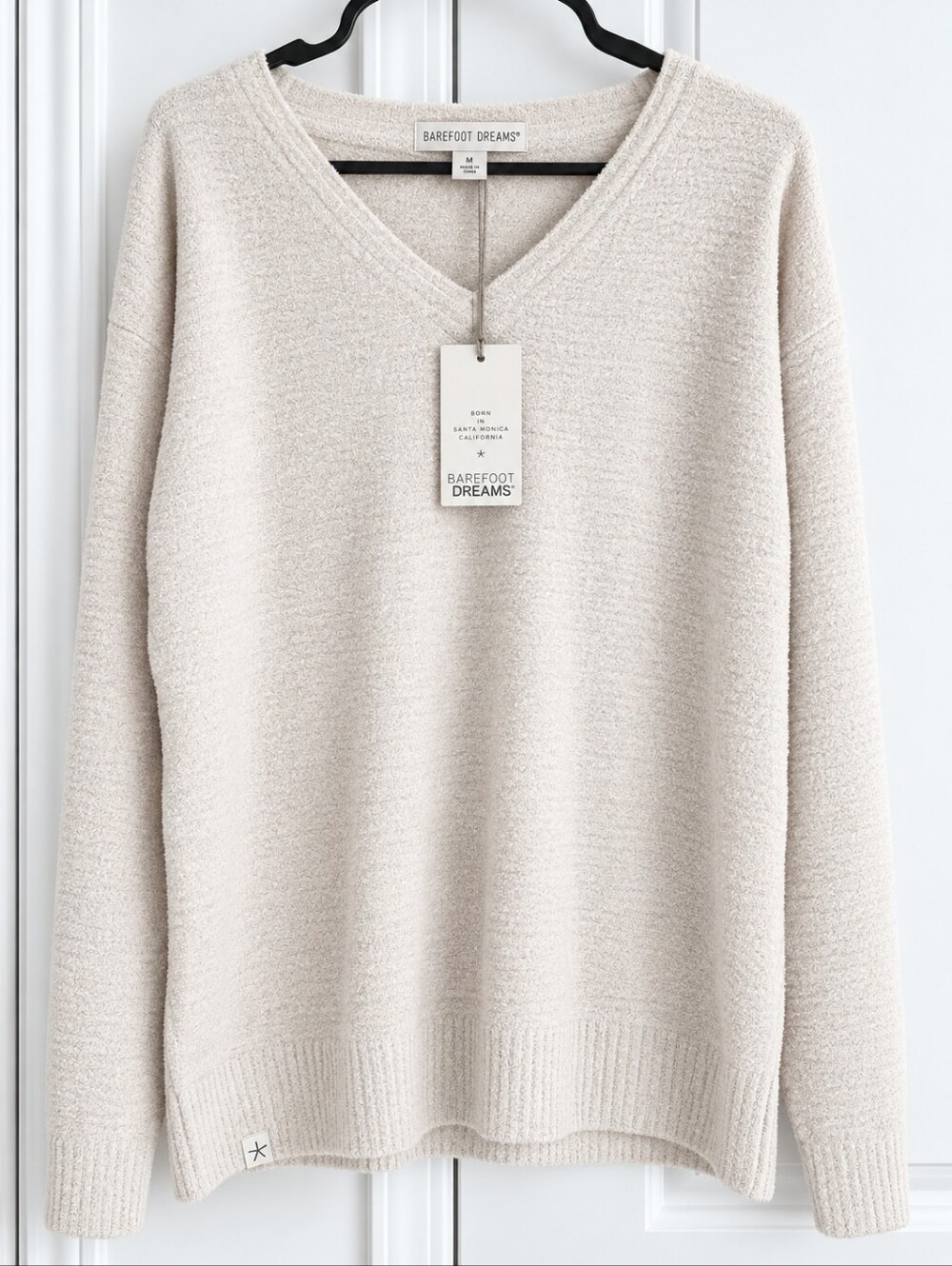 Barefoot Dreams Cozychic Lite Almond V-Neck Sweater Pullover